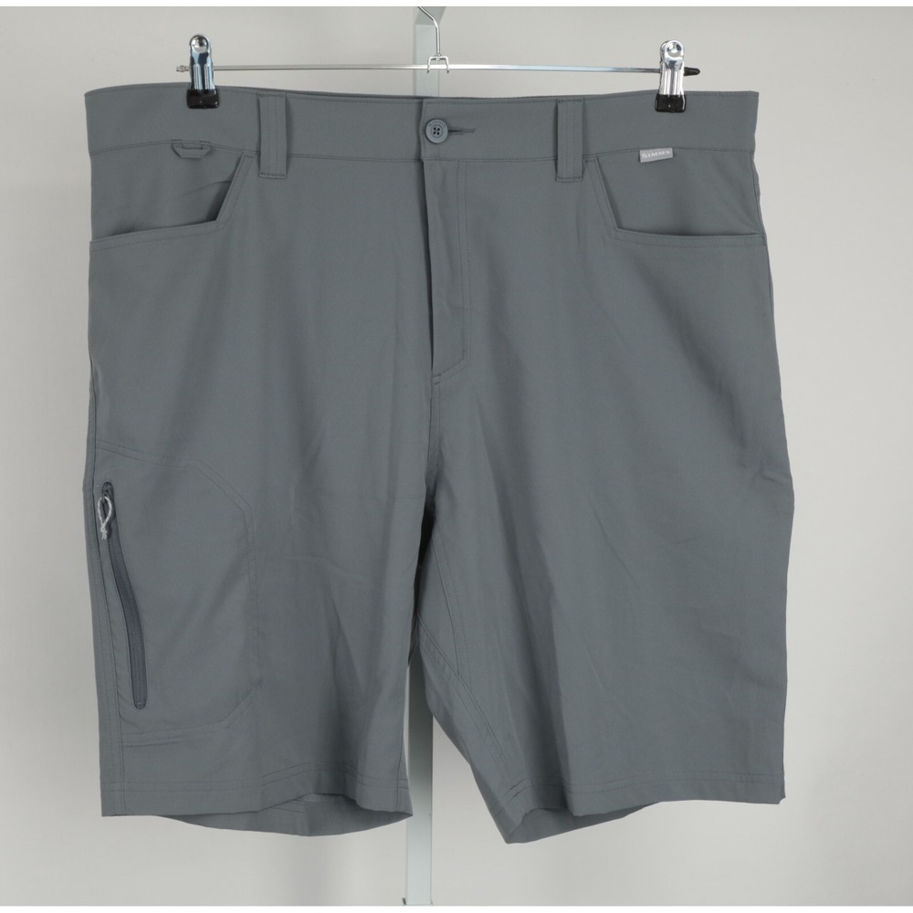 Simms Skiff Shorts Mens 40 Gray Pockets Flat Front Stretch UPF 50